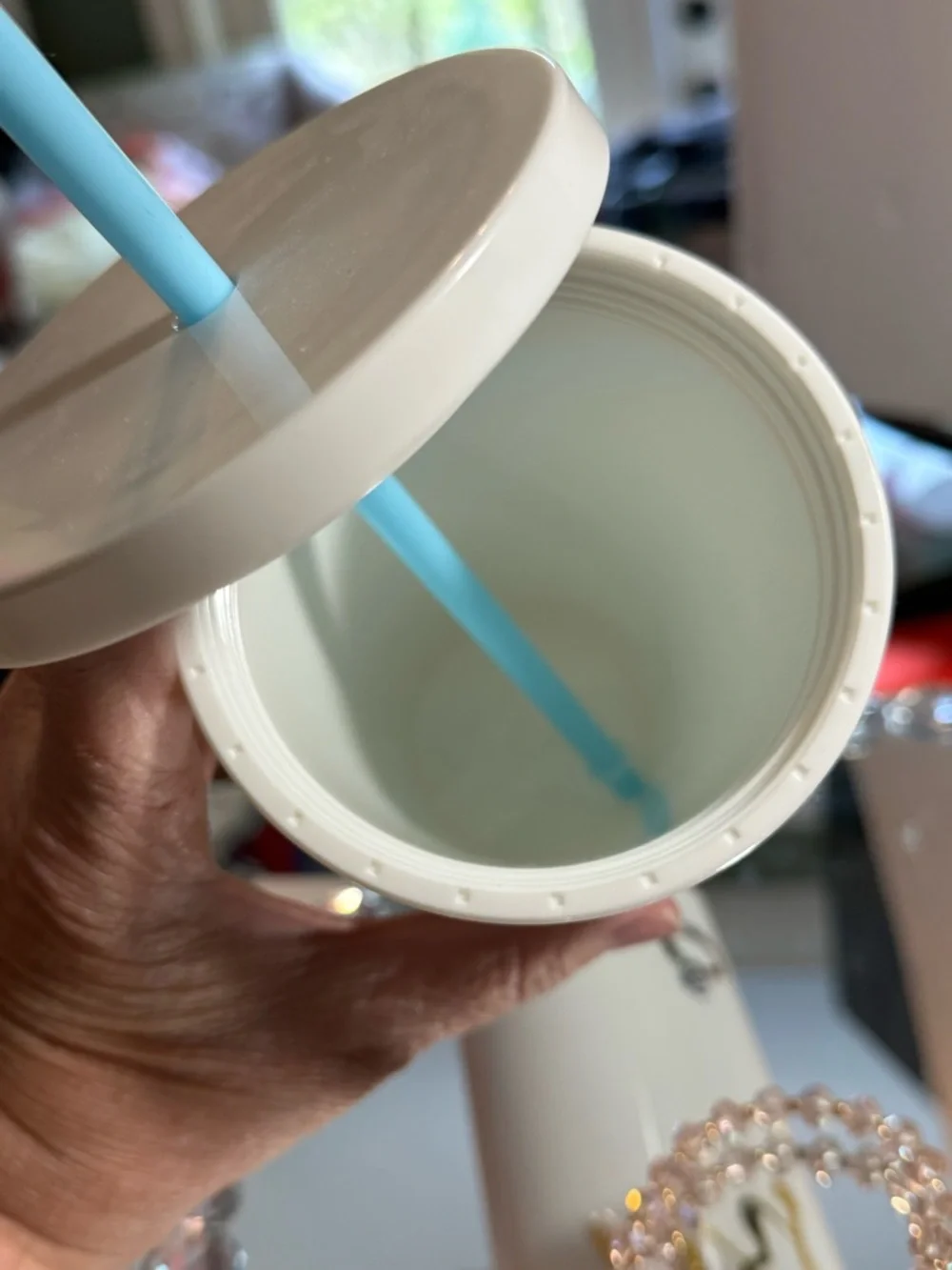 kate spade White travel tumbler with straw & glass beaded bracelet.NWOT - Picture 6 of 7